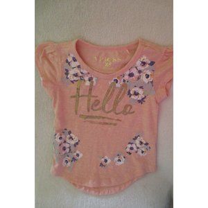 Girl Vigoss Top t-shirt Size X small peach Floral Hello New